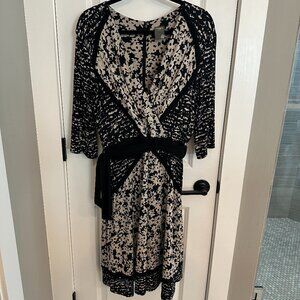 TAYLOR 3/4 Sleeve Faux Wrap Dress 14W